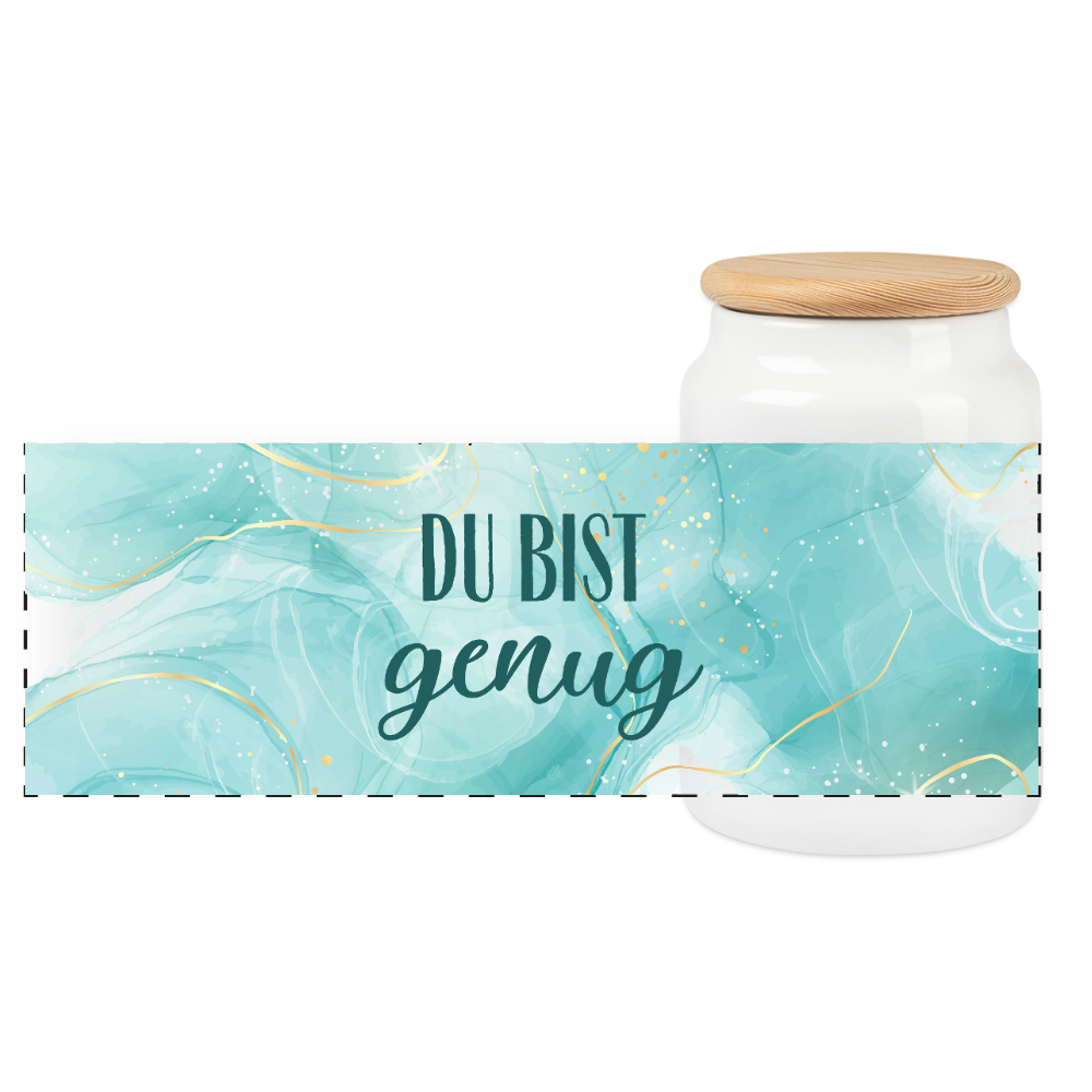 Vorratsdose - Du bist genug - türkis - 650 ml - Weiß