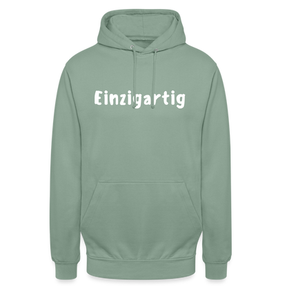 Motiv: Einzigartig, Flockdruck - Hoodie Damen - Graugrün