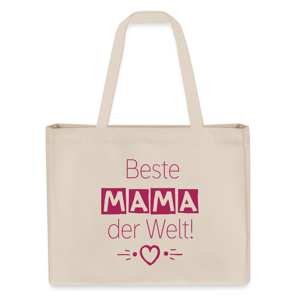 Shopping Bag aus recycelter Baumwolle und Polyester - personalisierbar - Naturweiß