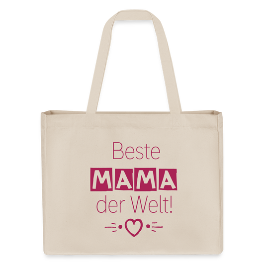 Shopping Bag aus recycelter Baumwolle und Polyester - personalisierbar - Naturweiß