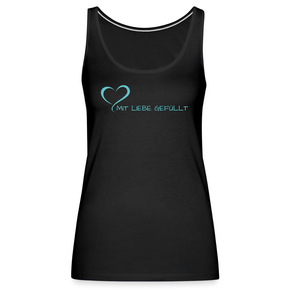 Tank Top - Mit Liebe gefüllt - helltürkis - Schwarz