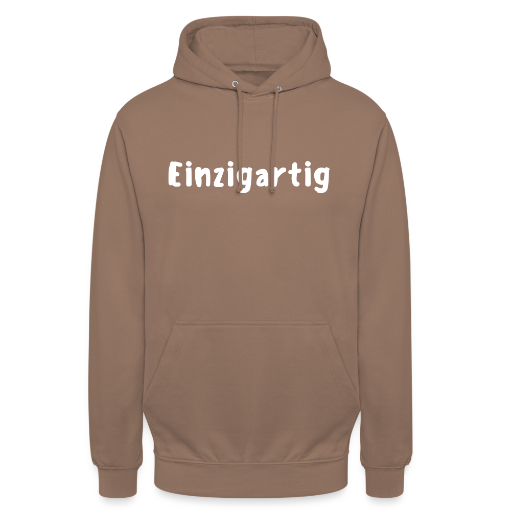 Motiv: Einzigartig, Flockdruck - Hoodie Damen - Mokka