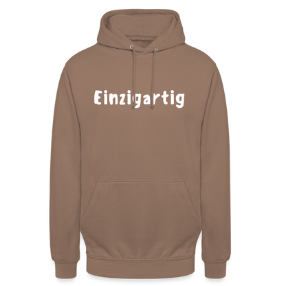 Motiv: Einzigartig, Flockdruck - Hoodie Damen - Mokka