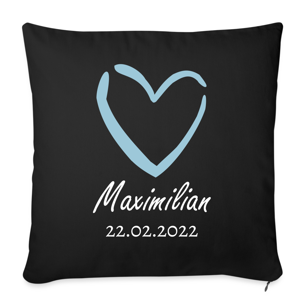 Motiv: Herz mit Name und Geburtsdatum - Kissen - Schwarz