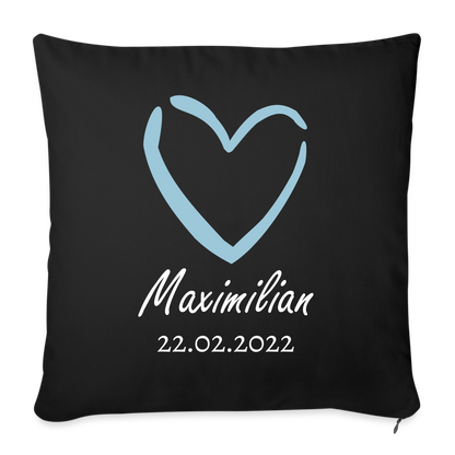 Motiv: Herz mit Name und Geburtsdatum - Kissen - Schwarz
