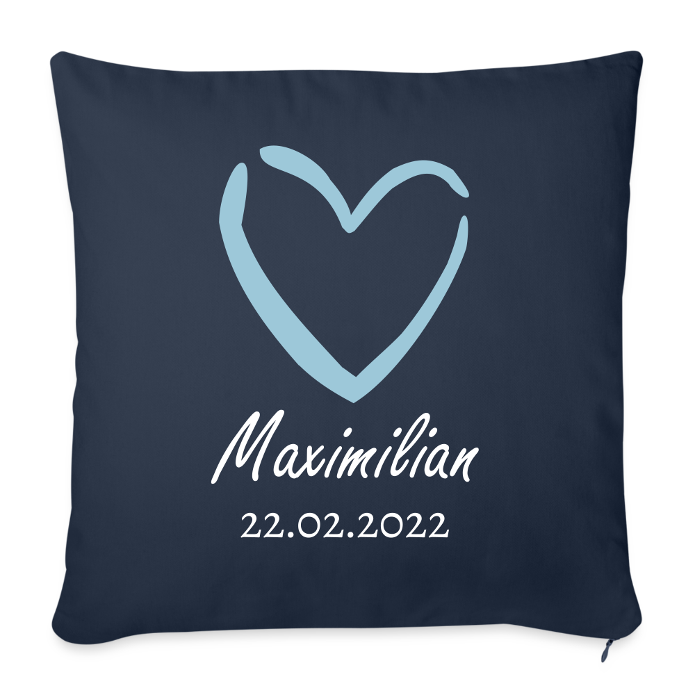 Motiv: Herz mit Name und Geburtsdatum - Kissen - Navy