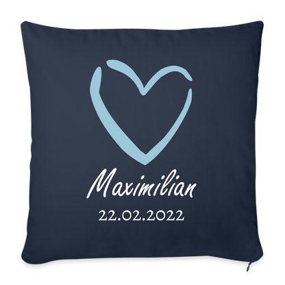 Motiv: Herz mit Name und Geburtsdatum - Kissen - Navy