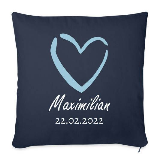 Motiv: Herz mit Name und Geburtsdatum - Kissen - Navy