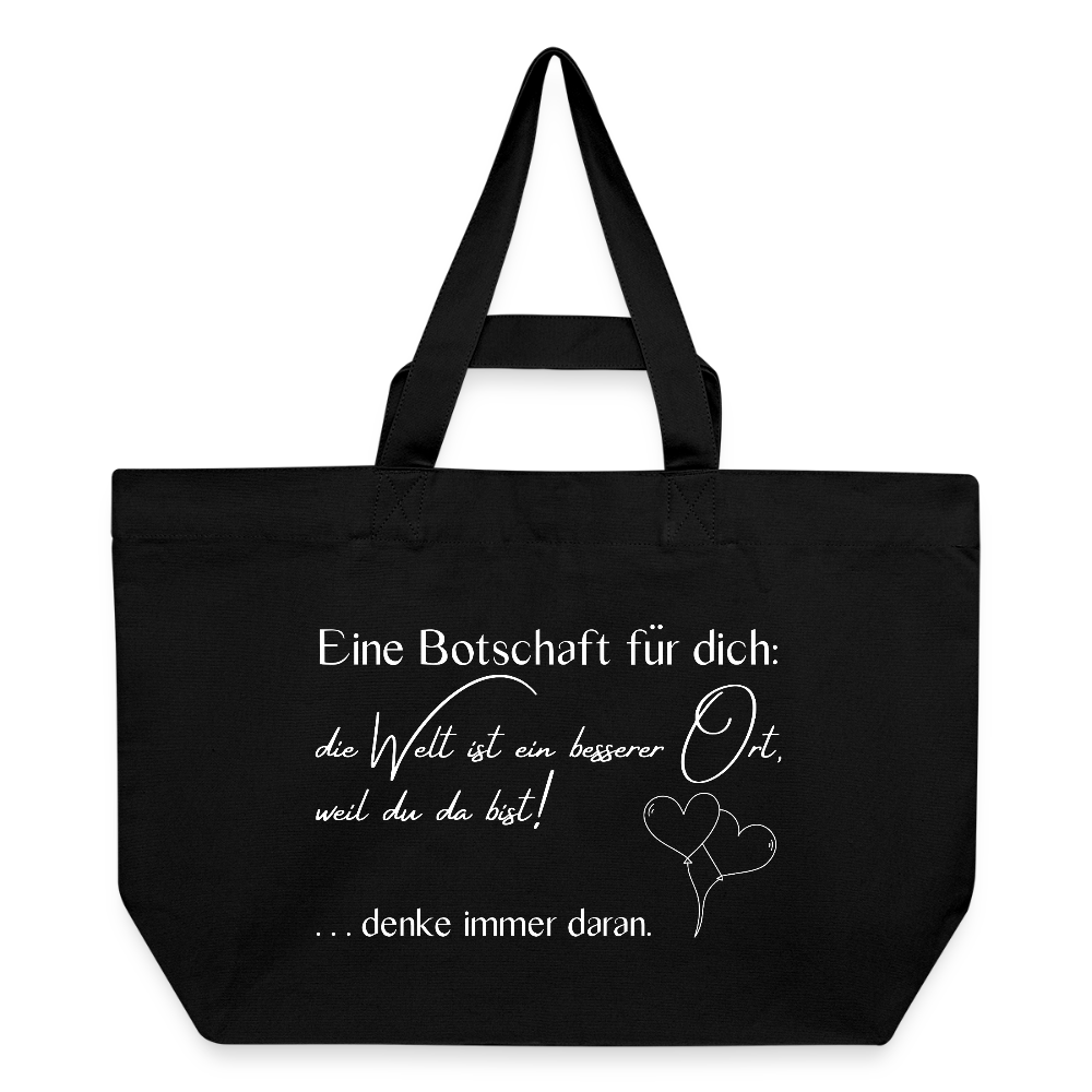 Shopping Bag  aus recycelter Baumwolle mit Druckknopf - Schwarz