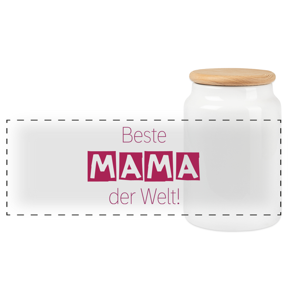 Motiv: Beste Mama der Welt - Keramikdose mit Holzdeckel - Weiß