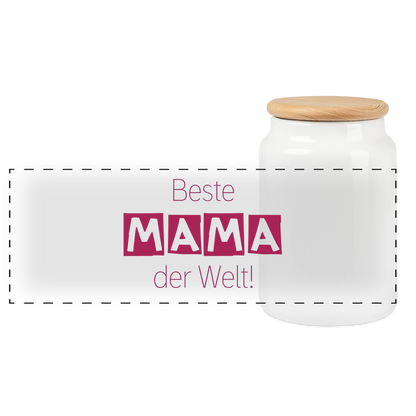 Motiv: Beste Mama der Welt - Keramikdose mit Holzdeckel - Weiß