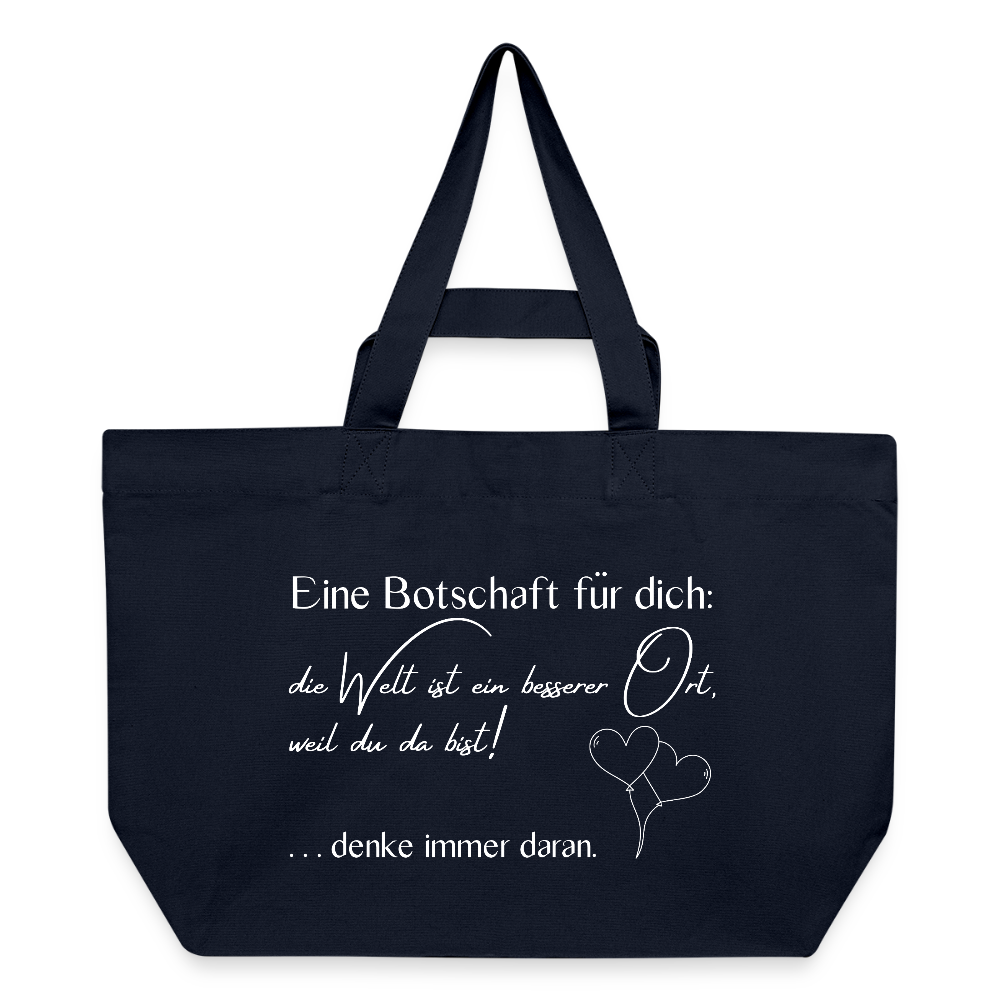 Shopping Bag  aus recycelter Baumwolle mit Druckknopf - Navy