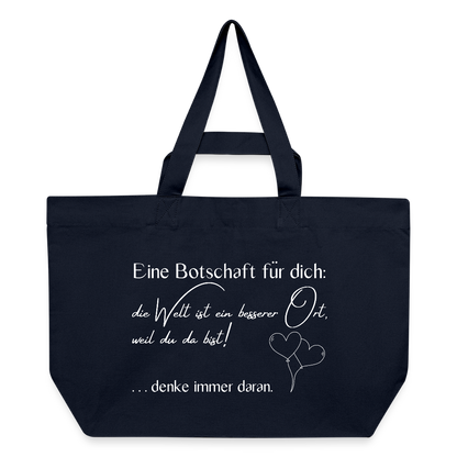 Shopping Bag  aus recycelter Baumwolle mit Druckknopf - Navy