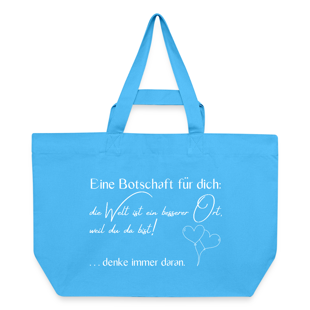Shopping Bag  aus recycelter Baumwolle mit Druckknopf - Aquablau