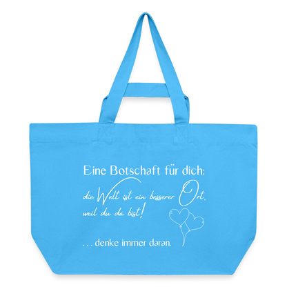 Shopping Bag  aus recycelter Baumwolle mit Druckknopf - Aquablau