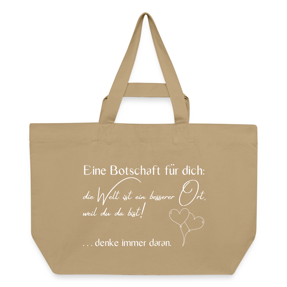 Shopping Bag  aus recycelter Baumwolle mit Druckknopf - Karamell 