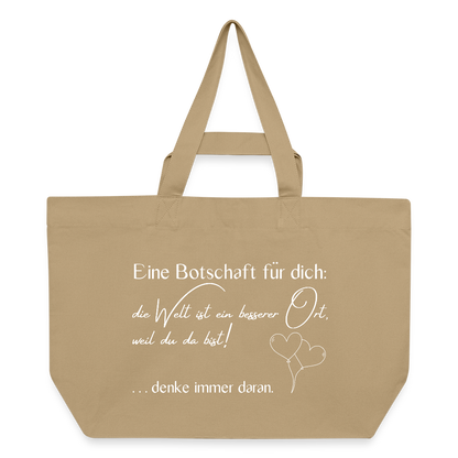 Shopping Bag  aus recycelter Baumwolle mit Druckknopf - Karamell 