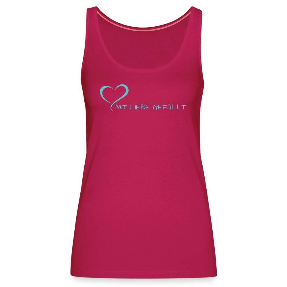 Tank Top - Mit Liebe gefüllt - helltürkis - dunkles Pink