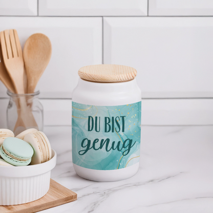 Vorratsdose - Du bist genug - türkis - 650 ml - Weiß