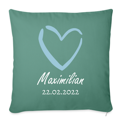 Motiv: Herz mit Name und Geburtsdatum - Kissen - Tanngrün