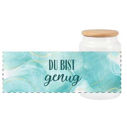 Vorratsdose - Du bist genug - türkis - 650 ml - Weiß