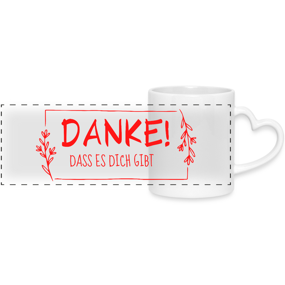 Danke dass es dich gibt - Tasse mit Herzgriff - Weiß