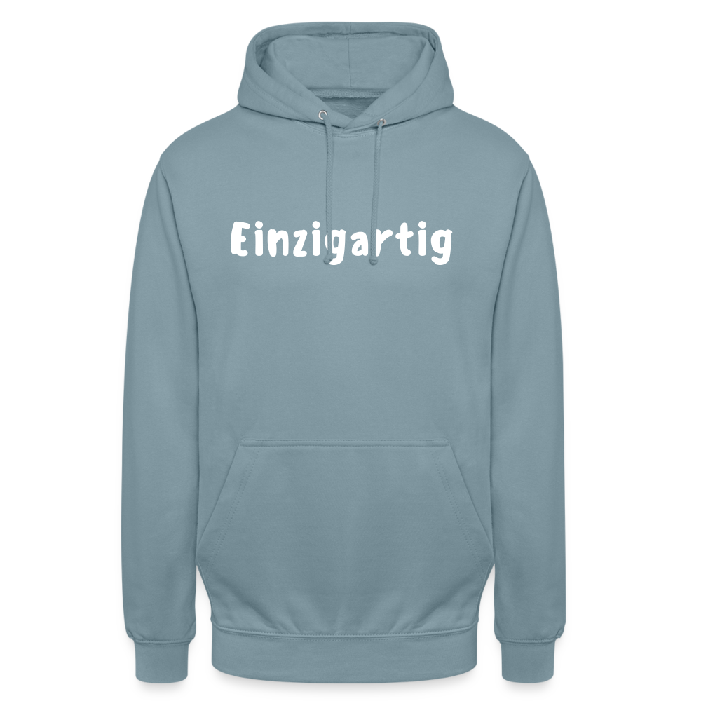 Motiv: Einzigartig, Flockdruck - Hoodie Damen - Nebelblau