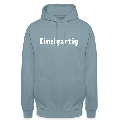 Motiv: Einzigartig, Flockdruck - Hoodie Damen - Nebelblau
