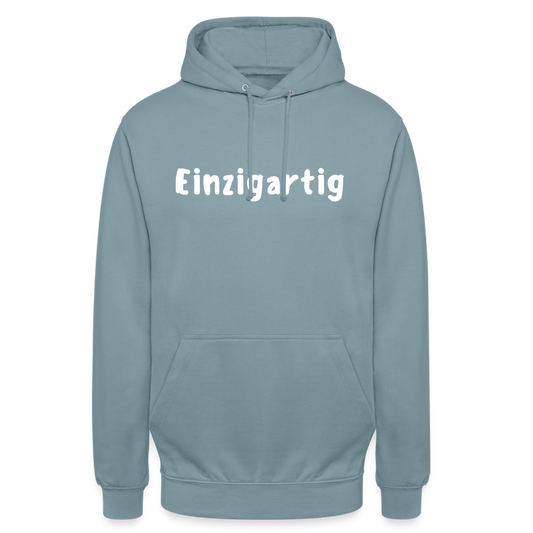 Motiv: Einzigartig, Flockdruck - Hoodie Damen - Nebelblau