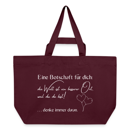 Shopping Bag  aus recycelter Baumwolle mit Druckknopf - Burgunderrot