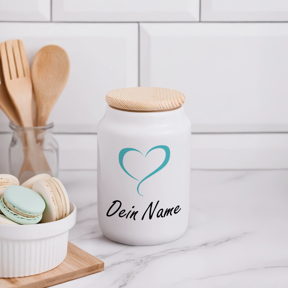 Vorratsdose - personalisierbar - Herz - Weiß