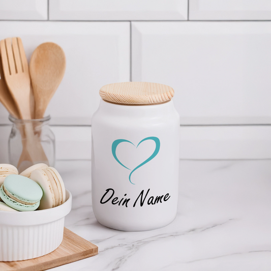 Vorratsdose - personalisierbar - Herz - Weiß