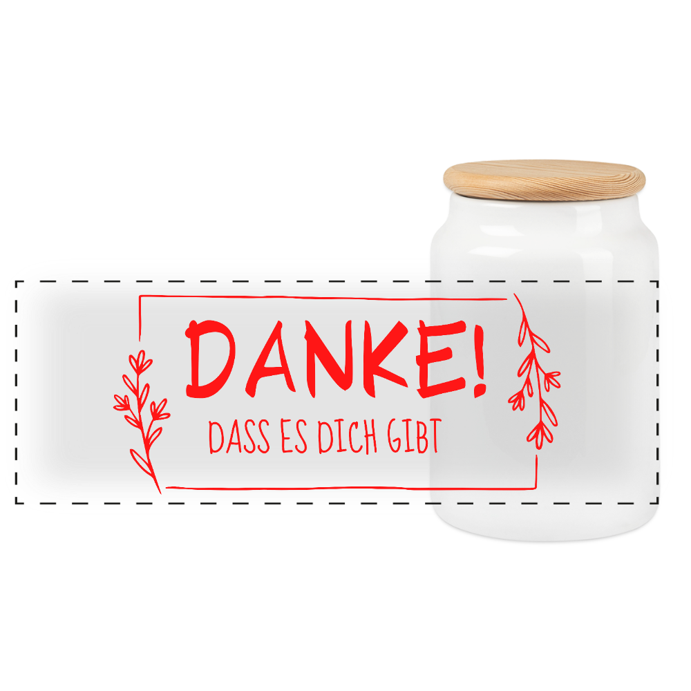 Danke dass es dich gibt - Keramikdose mit Holzdeckel - Weiß