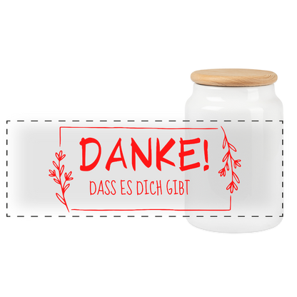 Danke dass es dich gibt - Keramikdose mit Holzdeckel - Weiß