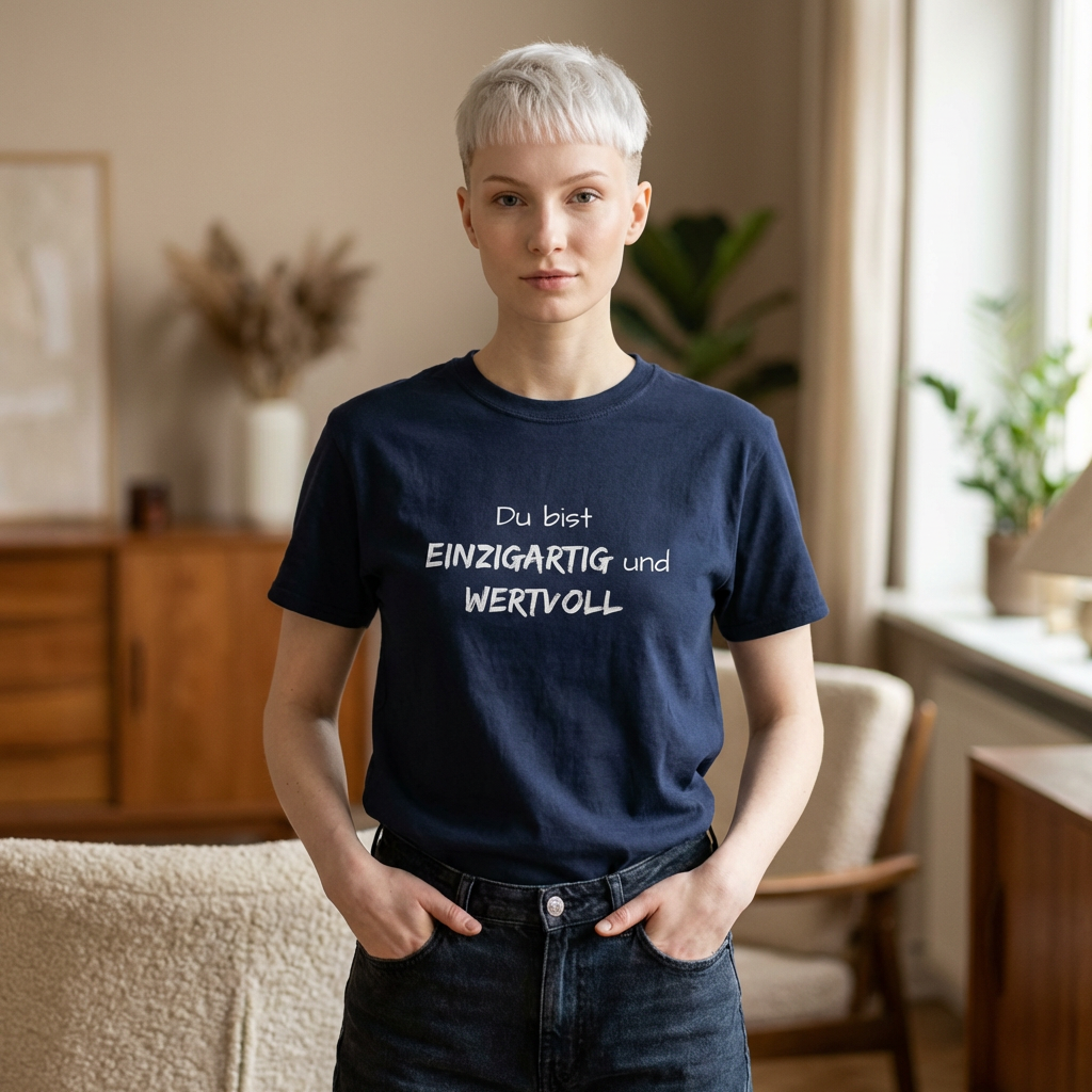 Motiv: Du bist einzigartig und wertvoll - Baumwoll T-Shirt