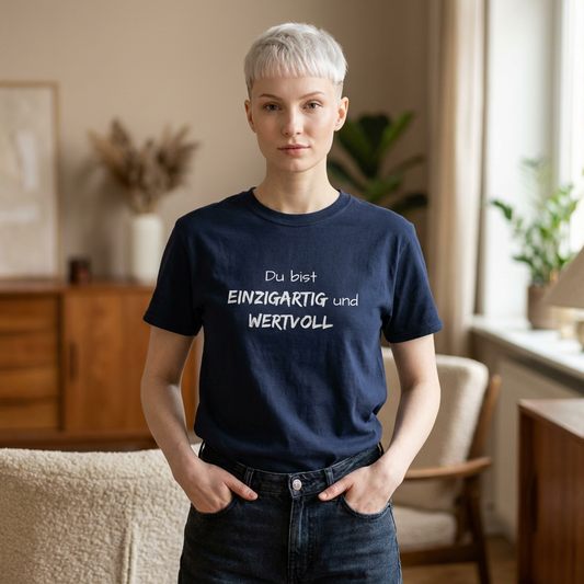 Motiv: Du bist einzigartig und wertvoll - Baumwoll T-Shirt