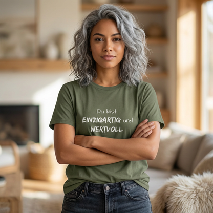 Motiv: Du bist einzigartig und wertvoll - Baumwoll T-Shirt